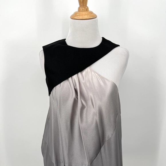 NARCISO RODRIGUEZ Tunic Dress Womens XS Gray Black Ombre Silk Asymmetrical Mini - Picture 5 of 16
